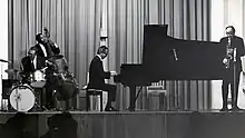 Wright (at left with upright bass) performing with the Dave Brubeck Quartet, 1967