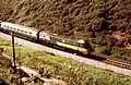 A HST on a London to Penzance service in the 1970s in BR Blue livery