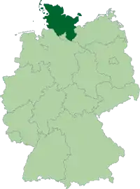 Position of Schleswig-Holstein within Germany