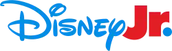 A blue Disney logo and the word "Jr." in red with period in blue