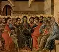 The "Pentecost". The Spirit of God comes to Jesus' followers.