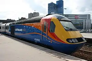 A East Midlands Trains liveried HST in Leicester