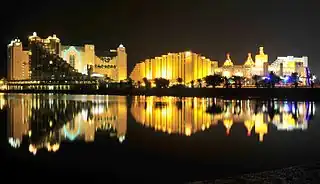 Eilat coastline and Hotels at night