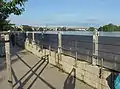 A mobile wall protects against the flooding of the river Elbe in Dresden, in 2013