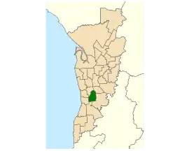 Map of Adelaide, South Australia with electoral district of Elder highlighted