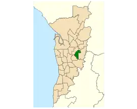 Map of Adelaide, South Australia with electoral district of Hartley highlighted