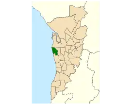 Map of Adelaide, South Australia with electoral district of Lee highlighted