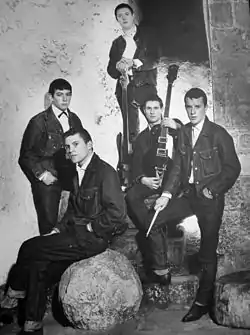 The Animals in 1964: from left to right, Eric Burdon (vocals), Alan Price (keyboards), Chas Chandler (bass), Hilton Valentine (guitar), John Steel (drums)