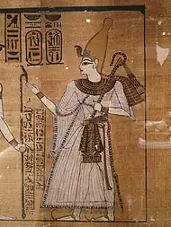 A painting of Ramses III from harris papyrus