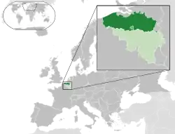 Flanders shown within Belgium and Europe