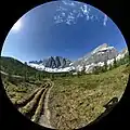 Floe Peak and Foster Peak as seen from the Rockwall Trail