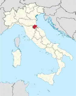 Map with the province of Forlì-Cesena in Italy