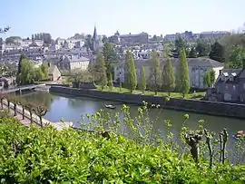 The lock, the church and surroundings in Vire