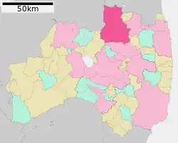 Location of Fukushima in Fukushima Prefecture