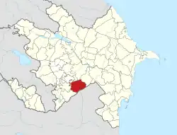 Map of Azerbaijan showing Fuzuli Raion