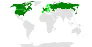 Map of G8 member nations and the European Union