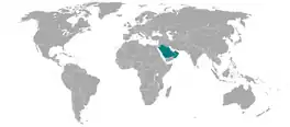  Map which highlights the nations within the Gulf Cooperation Council, or GCC