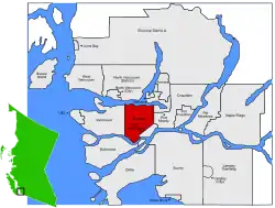 Where Burnaby is located in Greater Vancouver Regional District