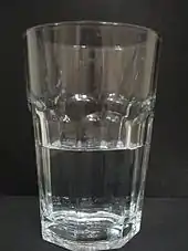 A glass with water.