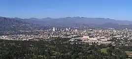 Aerial view of Glendale with the Verdugo Mountains in the background