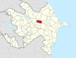 Map of Azerbaijan showing Goychay Raion