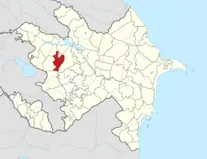 Map of Azerbaijan showing Xanlar raion