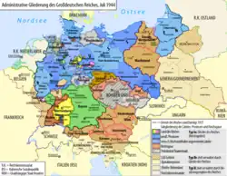 Administrative divisions of Germany, July 1944