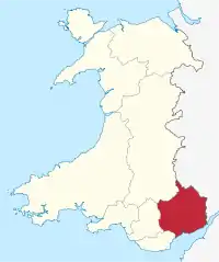 Gwent shown within Wales