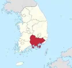 Location of South Gyeongsang Province