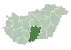 Map of Hungary highlighting Bács-Kiskun County