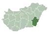 Map of Hungary highlighting Békés County