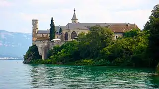 Hautecombe Abbey on the Lac du Bourget.