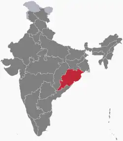 Location of Orissa in the Republic of India