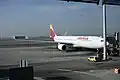 An Iberia Airbus A340 at Madrid-Barajas Airport. Madrid is the largest hub for Iberia.