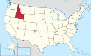 Map of the United States highlighting Idaho