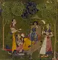 This 18th-century miniature shows the influence of 16th century Iranian graphic designers of the Indian court.