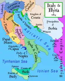 Italy and Illyria during the rule of Robert Guiscard.