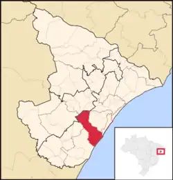 Location of Itaporanga d'Ajuda in the State of Sergipe