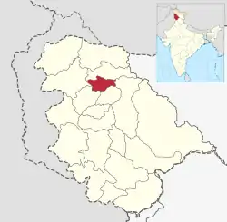 Location of Srinagar District within Jammu & Kashmir union territory