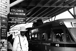 A racially segregated bus station in Durham, North Carolina, 1940. The Jim Crow Laws racially separated parts of America between Blacks and Whites.