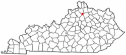 Location of Corinth, Kentucky