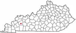 Location of Earlington, Kentucky