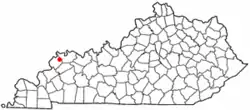 Location of Waverly, Kentucky