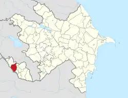 Map of Azerbaijan showing Kangarli Raion