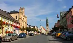 Town square with the Church of the Assumption of the Virgin Mary