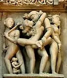 Erotic sculpture at Khajuraho Temple