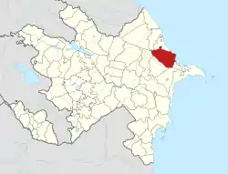 Map of Azerbaijan showing Khizi Rayon