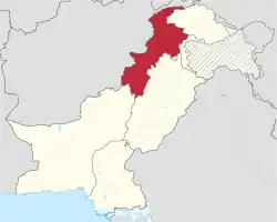 Location of Khyber Pakhtunkhwa in Pakistan