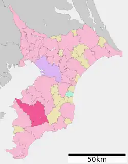 Location of Kimitsu in Chiba Prefecture