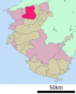 Location of Kinokawa in Wakayama